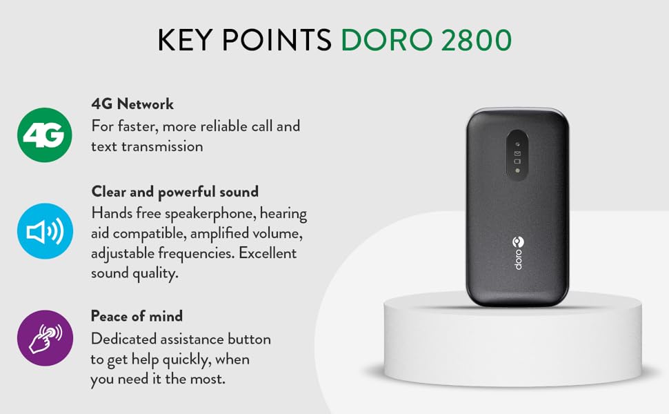 Doro 2800 4G Easy Mobile Phone with large Display Big Button
