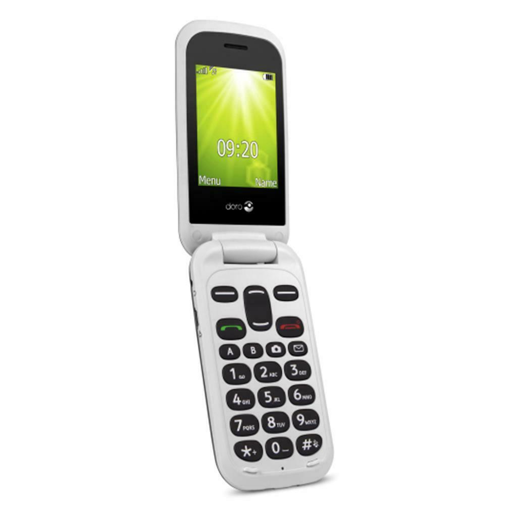 Doro 2404 Flip Mobile Phone Black & White, SOS Button, Senior Citizen