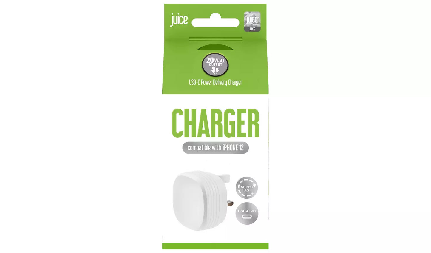 Juice 20W Type-C Mains Charger - White