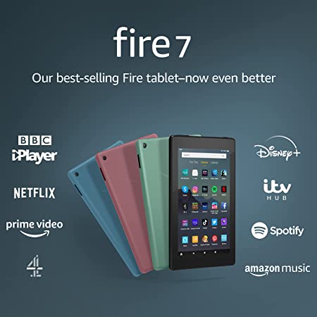 AMAZON FIRE 7 TABLET WITH ALEXA - 7" DISPLAY, 16GB STORAGE WITH ADS - BLACK