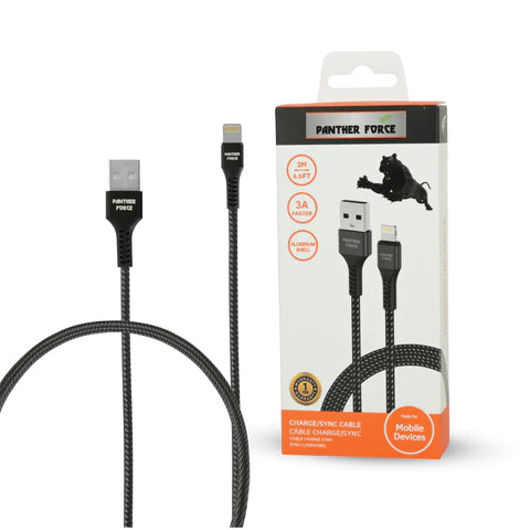 Panther Force 2M iPhone LIGHTNING CHARGE / SYNC CABLE 3Amp ALUMINUM SHELL