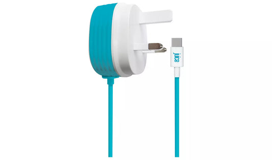 Juice 12W 2.4Amp Type C Mains Wall Charger And Cable - Blue & White