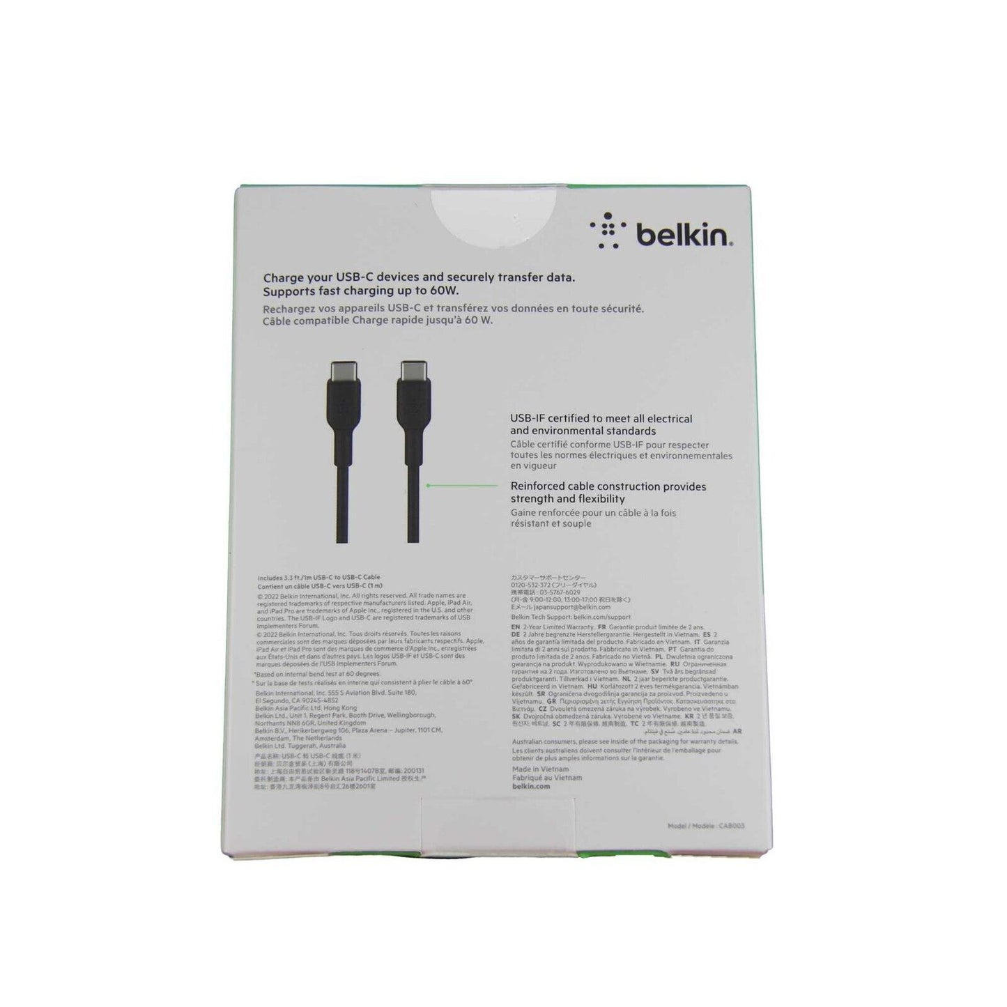 Belkin BOOST CHARGE USB-C to USB-C Cable Black (CAB003BT1MBK)