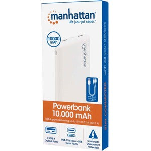 manhattan Powerbank 10,000 mAh 2 USB Ports, Type-C port